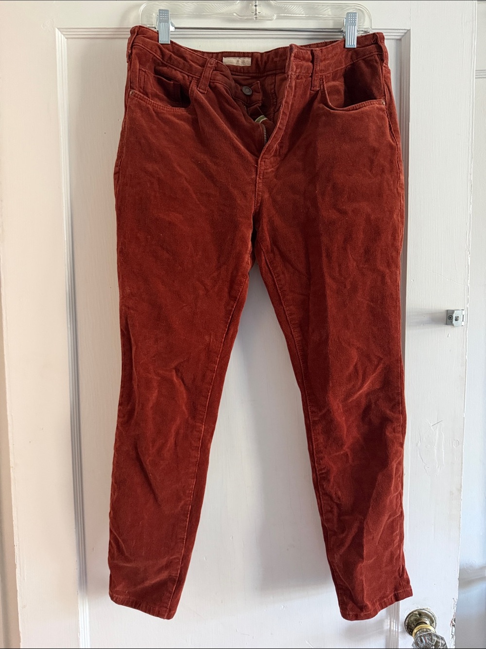 Pilcro Rust-Red Corduroy Pants